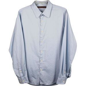 Perry Ellis Men's‎ Long Sleeve Collared Button Front Shirt, Light Blue, Size XL